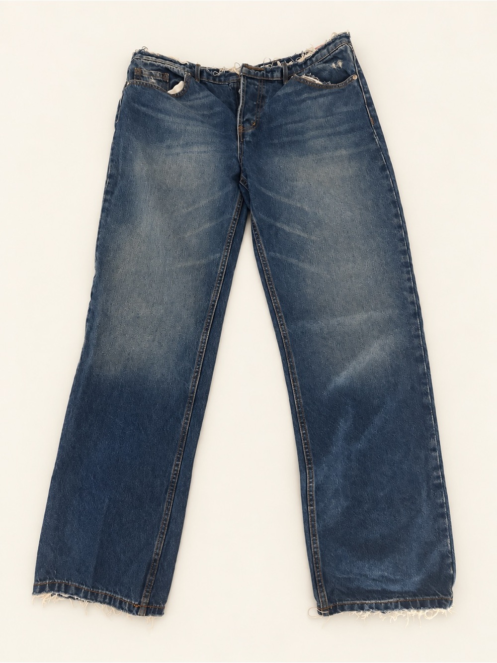 REVICE Men's Distressed Blue Relaxed Jeans